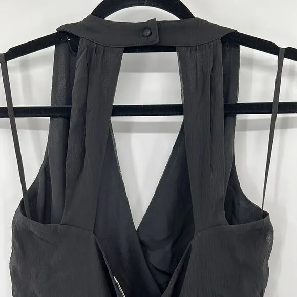 L'AGENCE Silk Crepe Halter Dress - Black - Small - New without tags