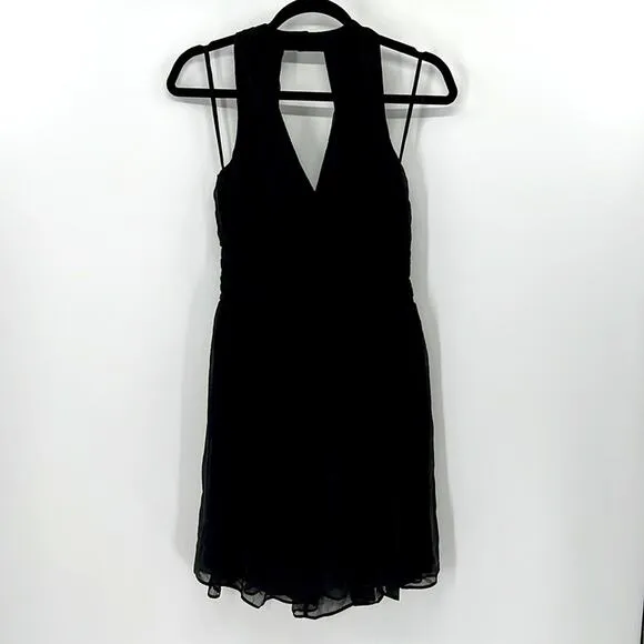 L'AGENCE Silk Crepe Halter Dress - Black - Small - New without tags