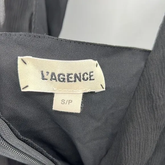 L'AGENCE Silk Crepe Halter Dress - Black - Small - New without tags
