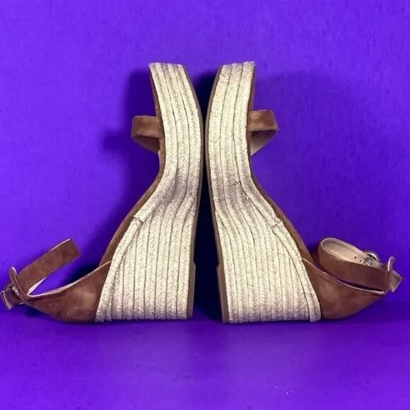 L'AGENCE Women's Brown Elysee Women's Brown Platform Suede Wedge Espadrilles 11
