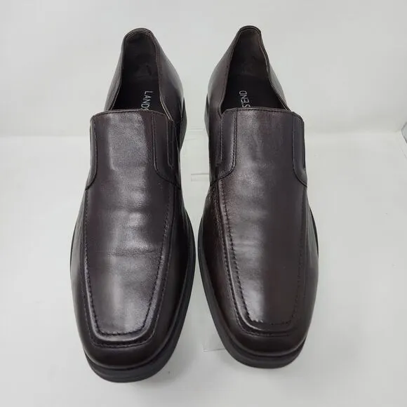 Lands End Loafers Shoes Mens 9.5 Brown Leather Slip On Dress Casual