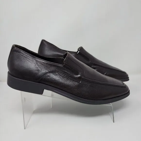 Lands End Loafers Shoes Mens 9.5 Brown Leather Slip On Dress Casual