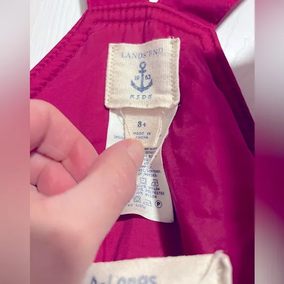 Lands End Snow Pants Kids Squall Girls Pink Bib Overalls Size 8  Grow-Alongs