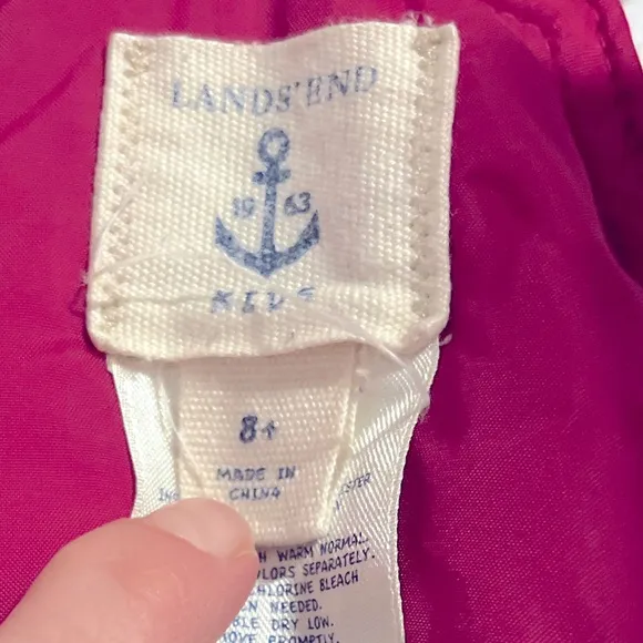 Lands End Snow Pants Kids Squall Girls Pink Bib Overalls Size 8  Grow-Alongs