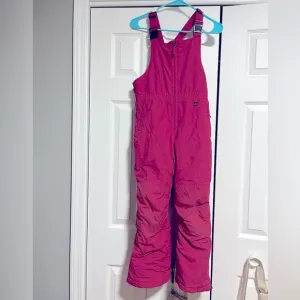 Lands End Snow Pants Kids Squall Girls Pink Bib Overalls Size 8  Grow-Alongs