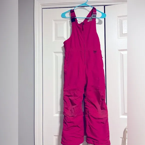 Lands End Snow Pants Kids Squall Girls Pink Bib Overalls Size 8  Grow-Alongs