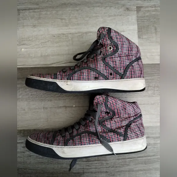 Lanvin Men's High-Top Sneakers Plaid 9