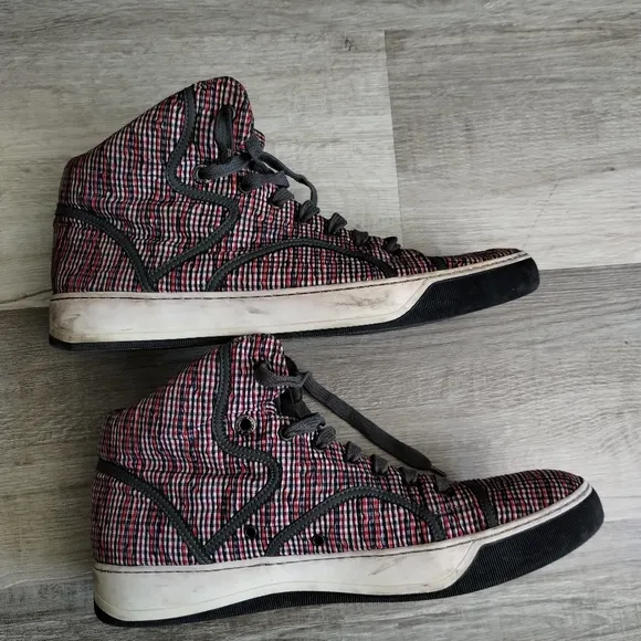 Lanvin Men's High-Top Sneakers Plaid 9