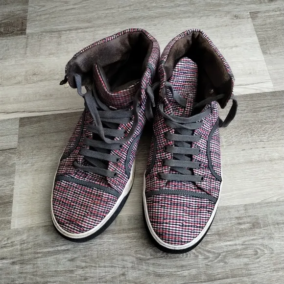 Lanvin Men's High-Top Sneakers Plaid 9