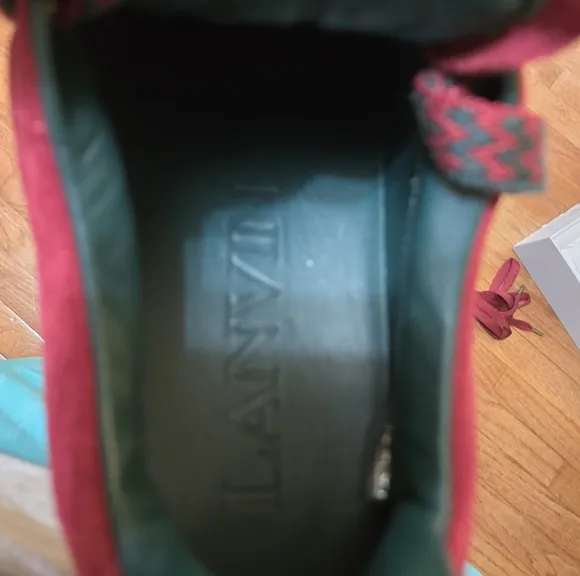 Lanvin Red High-Top Sneakers with Suede Finish