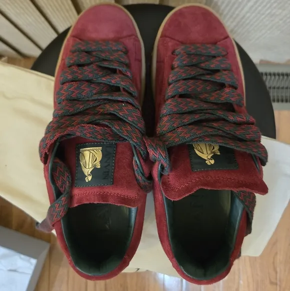 Lanvin Red High-Top Sneakers with Suede Finish