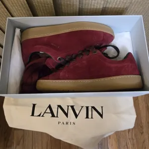 Lanvin Red High-Top Sneakers with Suede Finish