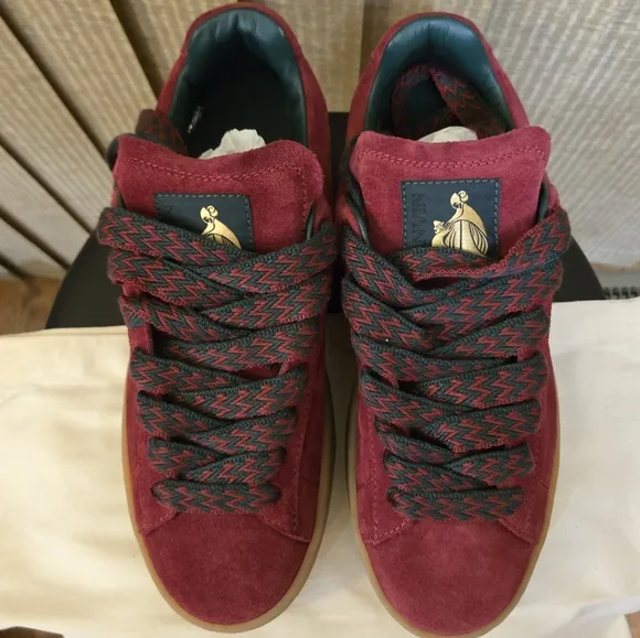 Lanvin Red High-Top Sneakers with Suede Finish