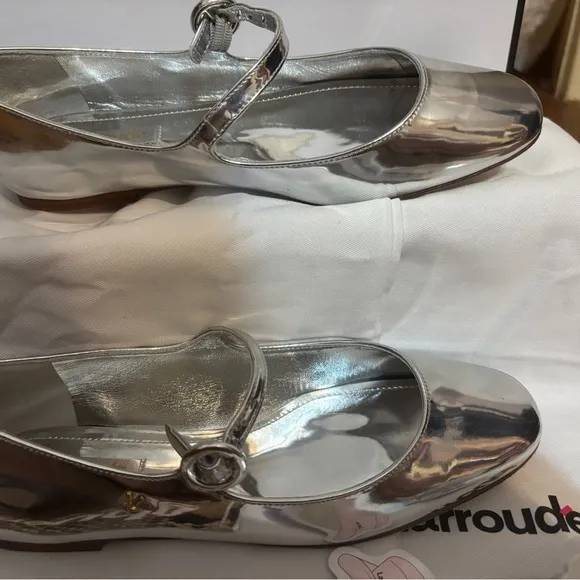 Larroude Blair Ballet Flats Siver Mirror 6.5
