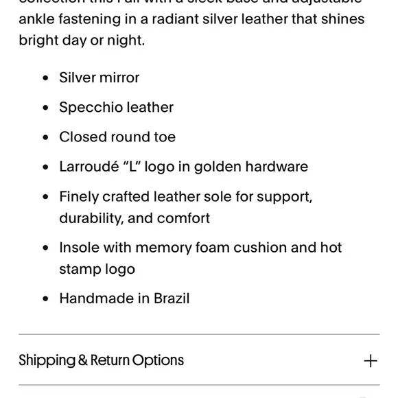 Larroude Blair Ballet Flats Siver Mirror 6.5