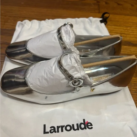 Larroude Blair Ballet Flats Siver Mirror 6.5