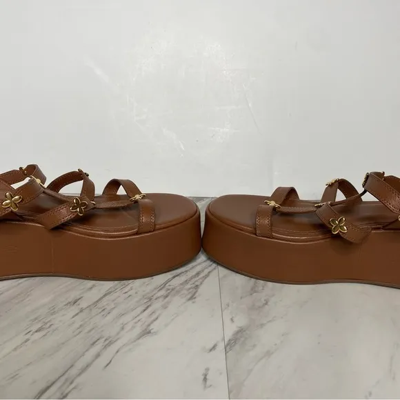 Larroude Harmony Brown Leather Platform Sandal 8 1/2