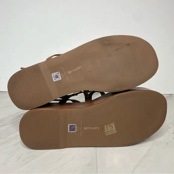 Larroude Harmony Brown Leather Platform Sandal 8 1/2