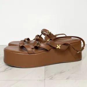 Larroude Harmony Brown Leather Platform Sandal 8 1/2