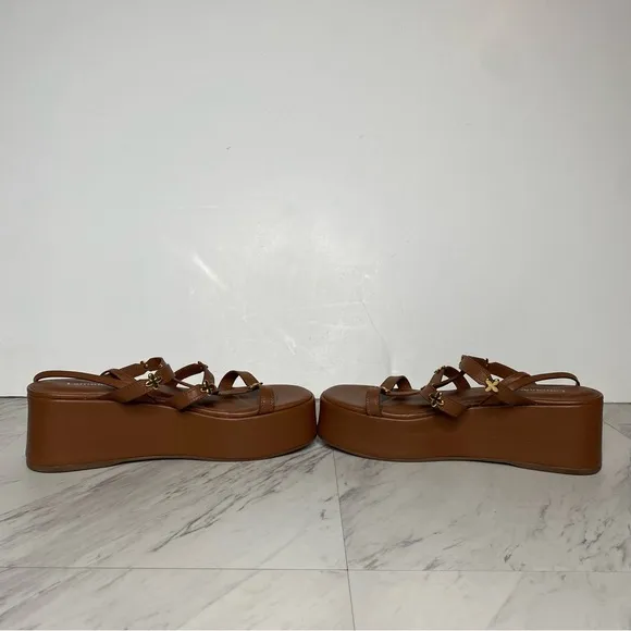 Larroude Harmony Brown Leather Platform Sandal 8 1/2