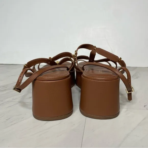 Larroude Harmony Brown Leather Platform Sandal 8 1/2