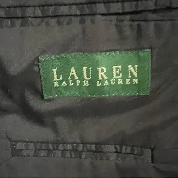 LAUREN RALPH LAUREN BLACK PINSTRIPE WOOL SUIT JACKET SIZE MEDIUM