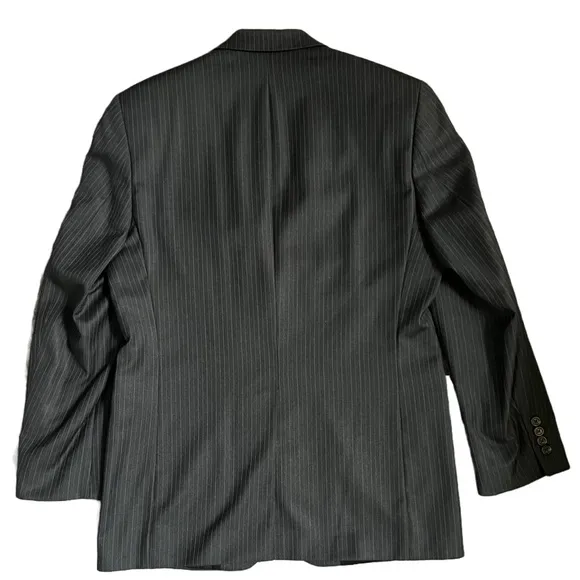 LAUREN RALPH LAUREN BLACK PINSTRIPE WOOL SUIT JACKET SIZE MEDIUM
