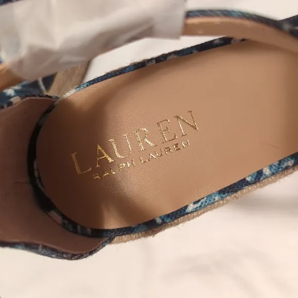 Lauren Ralph Lauren Hale Womens Logo Platform Espadrilles Wedge Sandals Size 11B
