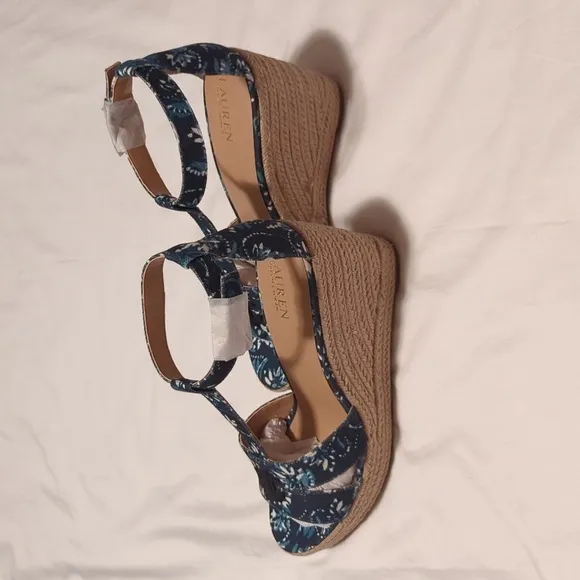 Lauren Ralph Lauren Hale Womens Logo Platform Espadrilles Wedge Sandals Size 11B