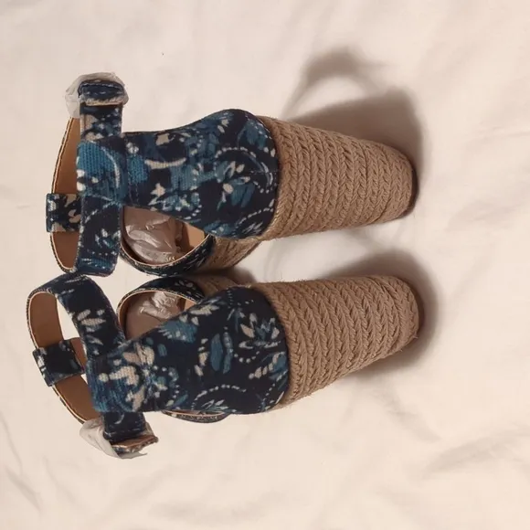 Lauren Ralph Lauren Hale Womens Logo Platform Espadrilles Wedge Sandals Size 11B