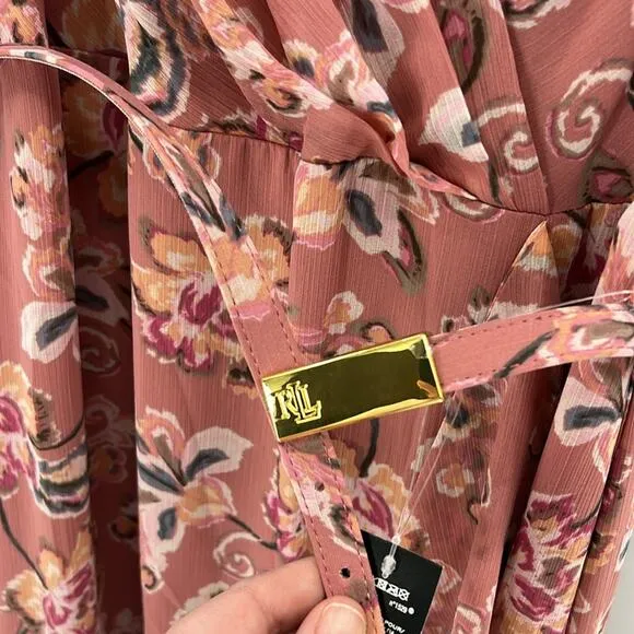 Lauren Ralph Lauren Women's Floral Flutter Sleeve Gown - Pink Multi - 10 - NWT