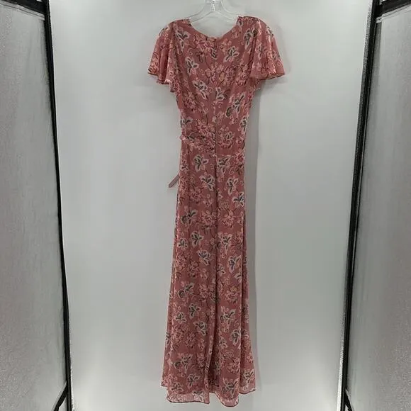 Lauren Ralph Lauren Women's Floral Flutter Sleeve Gown - Pink Multi - 10 - NWT