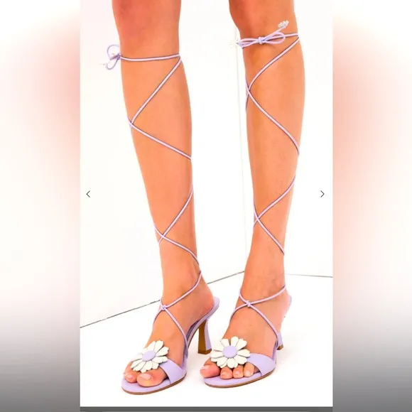Lavender floral Sandals heels lace up with Daisy Accent for love &amp; lemons spring