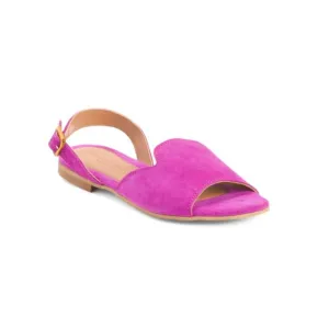 LES ITALIENNES Purple Made In Italy Suede Flat Sandals