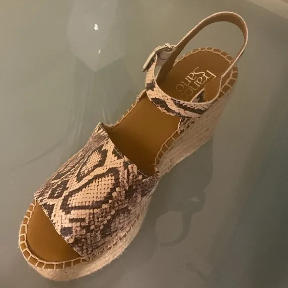 Like NEW Franco Sarto Takara Leather Animal Print Espadrille Sandals Size 8