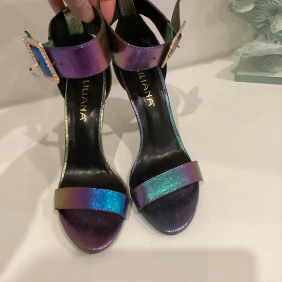 Liliana Heels Strappy Synth Leather Gorgeous Sandals Heels Crystal buckle 10