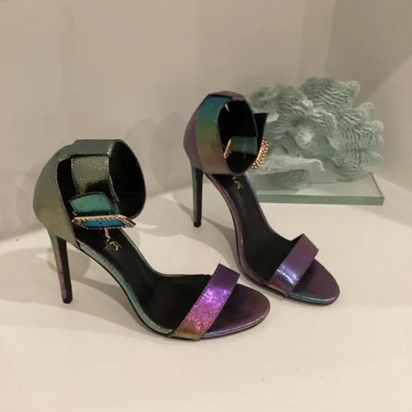 Liliana Heels Strappy Synth Leather Gorgeous Sandals Heels Crystal buckle 10