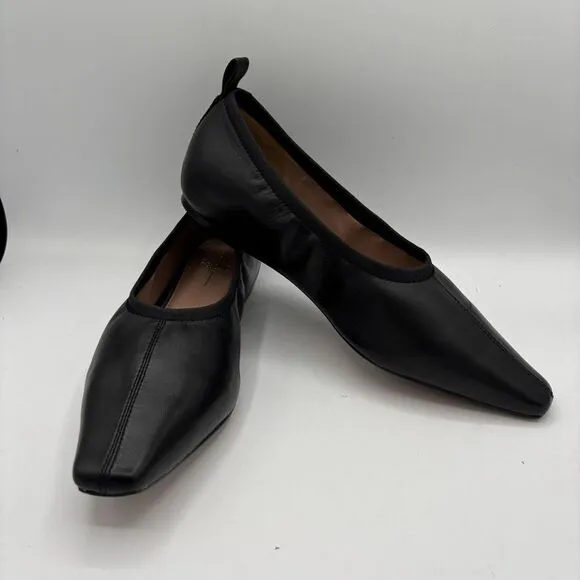Linea Paolo Meghan Black Leather Ballet Flats Pointed Toe Size 9.5