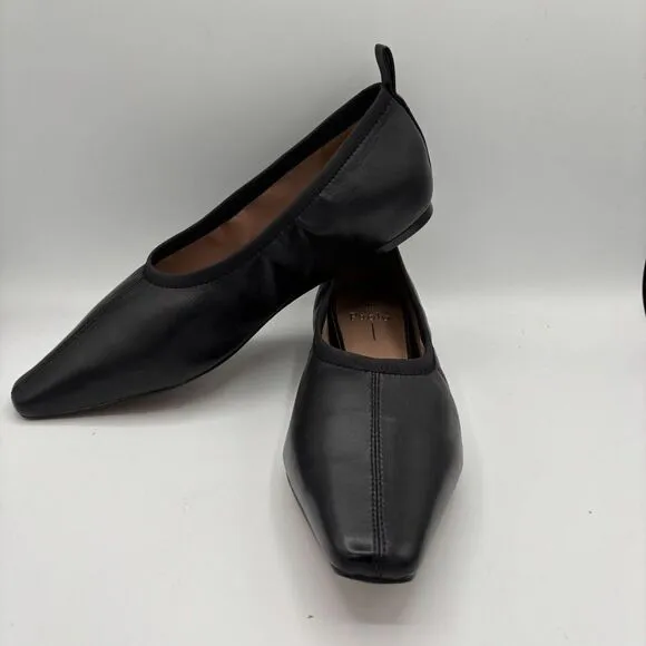 Linea Paolo Meghan Black Leather Ballet Flats Pointed Toe Size 9.5