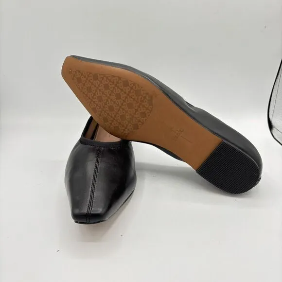 Linea Paolo Meghan Black Leather Ballet Flats Pointed Toe Size 9.5