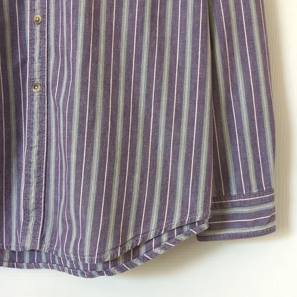 L.L. Bean 90's Vintage Classic Striped Long Sleeve Button Down Shirt Purple XXL
