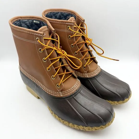 L.L. Bean Mens 8&quot; Gore-Tex Bean Boots US 10 Brown Leather WP Insulated NWOB