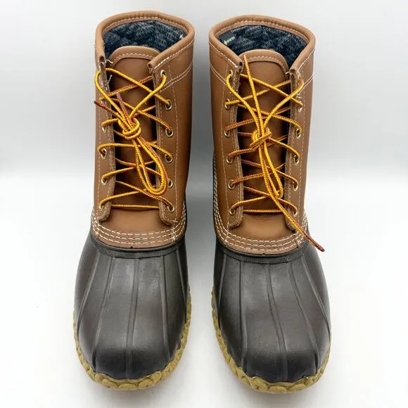 L.L. Bean Mens 8&quot; Gore-Tex Bean Boots US 10 Brown Leather WP Insulated NWOB