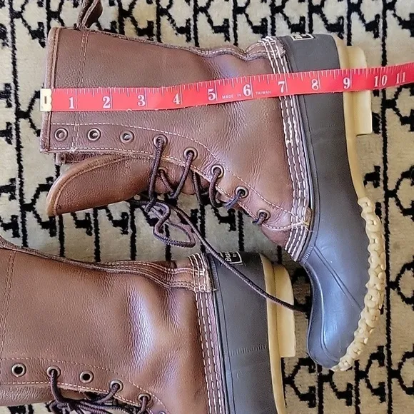 L.L. Bean Sheepskin Lined 8 Eyelet Brown Leather Bean Boots Size 7 N