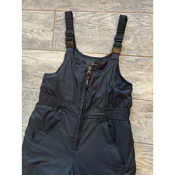 LL Bean Snow Bibs Girls size 8 Black Thinsulate Insulated Ski Pants 289103 Nylon