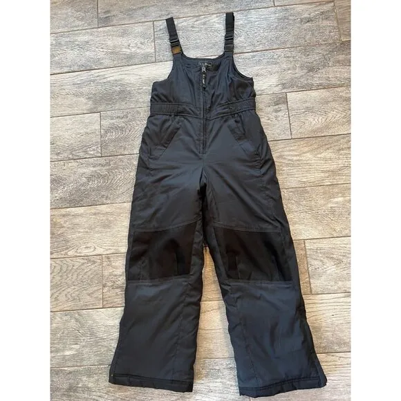 LL Bean Snow Bibs Girls size 8 Black Thinsulate Insulated Ski Pants 289103 Nylon