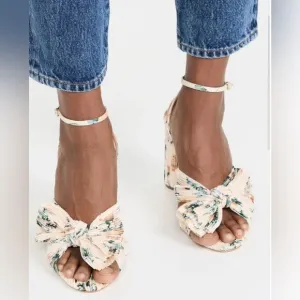 LOEFFLER RANDALL Camellia Nova Floral Bow Heels. Like New. Size 10.