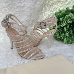 LOEFFLER RANDALL Paige Strappy Python Metallic Leather Cage Sandals 5.5B NEW