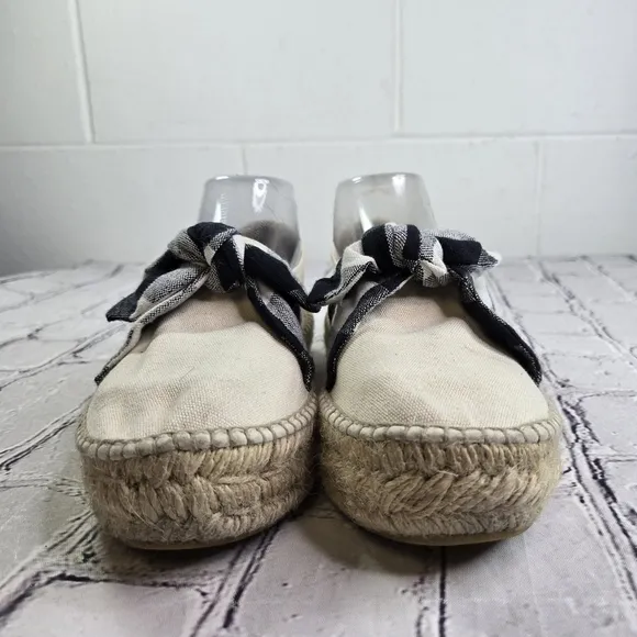 Loeffler Randall Rowan gingham bow canvas platform espadrilles