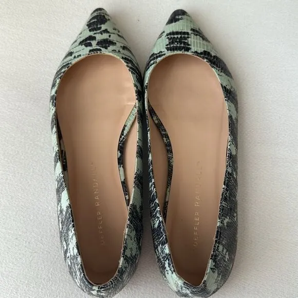 Loeffler Randall Snake Print Green/Black Ballet Flats Size 5B